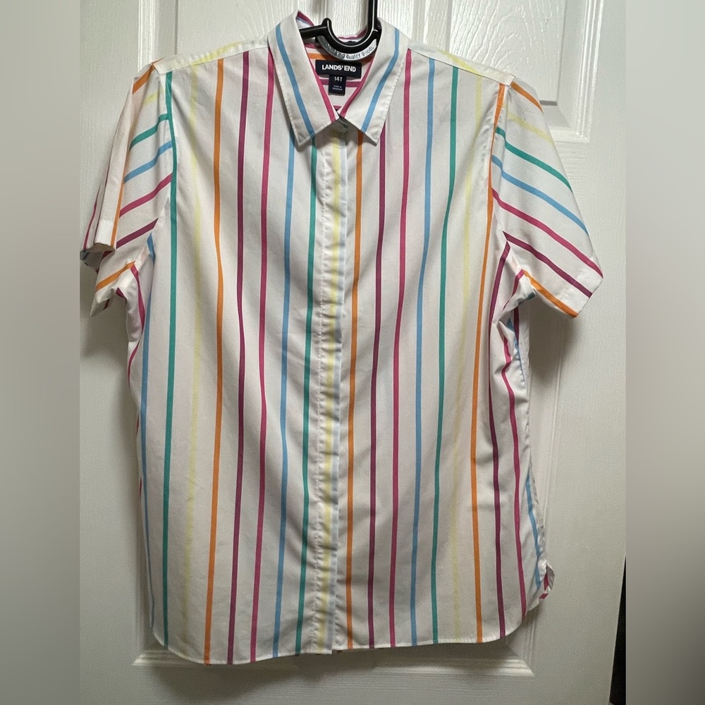 Cotton Rainbow Striped Button-Up Shirt
